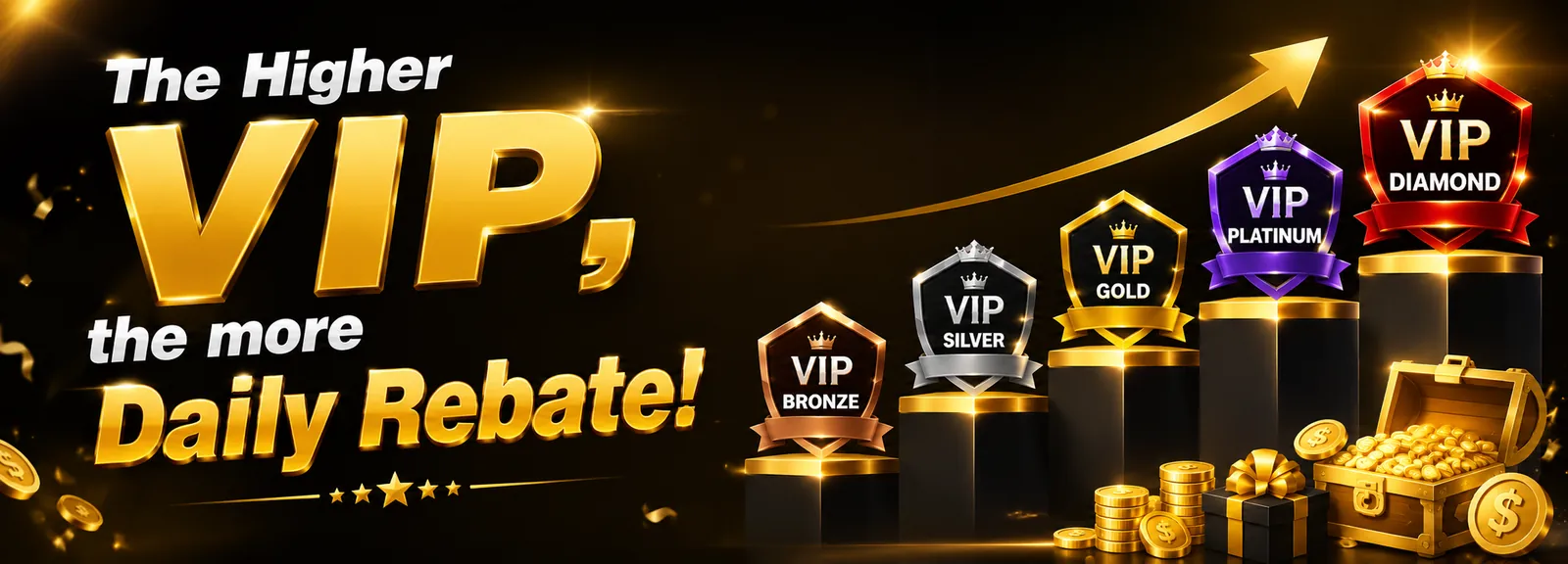 The Higher VIP, the more Daily Rebate!